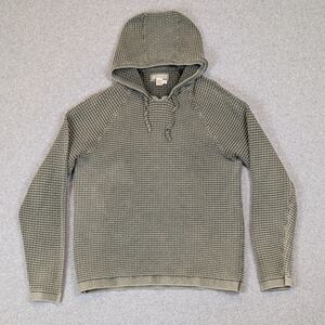 Carbon 2 Cobalt Hoodie Men's Large Green Gray Pullover Waffle Basket Weave Knit
